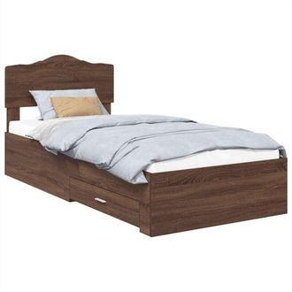 vidaXL Estructura De Cama Con Cabecera Roble Marr&oacute;n 100 X 200 Cm Vidaxl