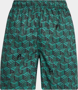 Purple Resort Monogram Elasticized Shorts