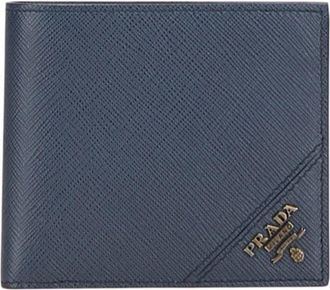 Prada Navy Leather Wallet (Bi-Fold) (Pre-Owned)