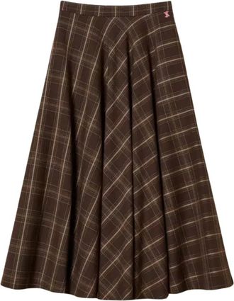 Twinset Myfo Long Flannel Check Skirt - - Skirts - Donna - Marrone - M