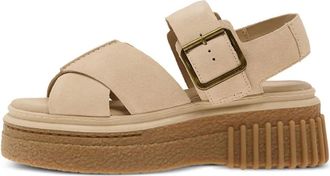 Clarks buckle-fastening sandals - women - Suede/Canvas/Rubber/Polyethylene vinyl acetate (PEVA) - 9 - Beige