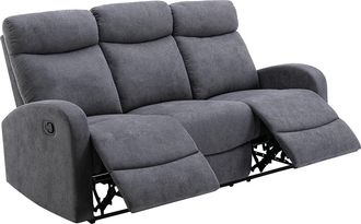 Vente-Unique Sof&aacute; relax de 3 plazas de tela gris EVELYN