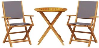 vidaXL 3 Piece Bistro Set Anthracite Fabric and Solid Wood Vidaxl