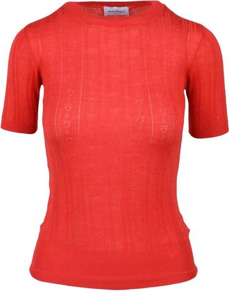 Ferragamo Red Wool Knit Top