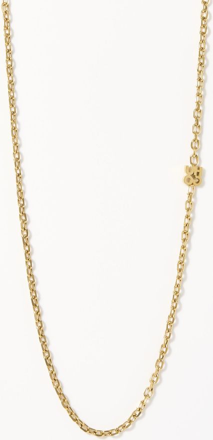 Mens Stacked small logo golden chain