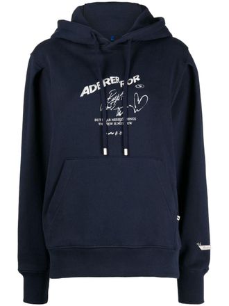 Ader Error logo-embroidered cotton hoodie - women - Cotton/Spandex/Elastane/Cotton - S - Blue