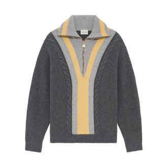 Dr&ocirc;le de Monsieur Trucker Half-Zip Trui - Heren - Truien - Grijs - Maat: L Wol