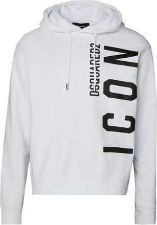 Dsquared2 Mens White Hoodie Large Black Icon Logo Cotton - Size X-Large
