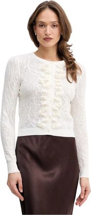 Oui Ronde hals gebreid - Dames - Ronde hals truien - Beige - XL - Truien & Vesten