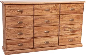 Biscottini International Cajonera De Estilo Country De Madera Maciza De Tilo Acabado Con Efecto Natural 170x40x100 Cm