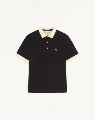 Valentino Valentino Polo Shirt In Cotton Piquet With Vgold