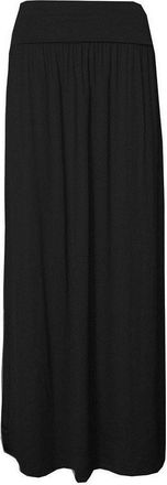 Crazy Girls Womens Pleated Fold Over Plain High Waist Gypsy Elasticated Stretchy Full Length Long Maxi Skirt UK 8-22 (UK, Numeric, 16, 18, Plus, Regular, Black)