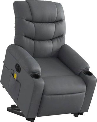 vidaXL Vidaxl - Sill&oacute;n De Masaje Elevable El&eacute;ctrico Cuero Sint&eacute;tico Gris