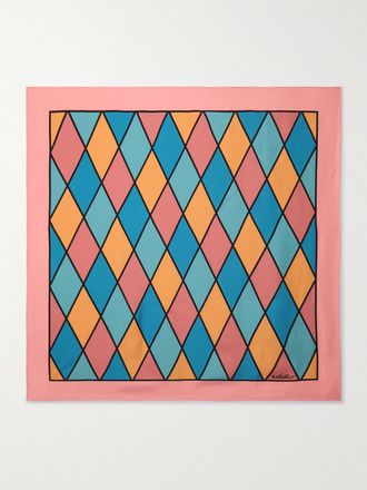 Valentino Garavani Foulard In Seta Stampata Rhombelle - Verde