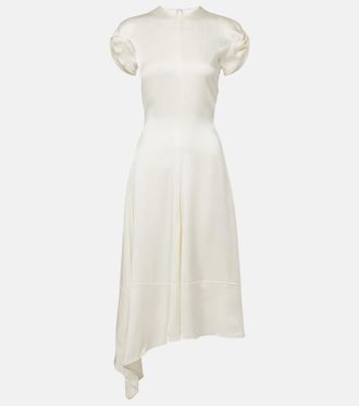 Victoria Beckham Asymmetric cr&ecirc;pe satin midi dress