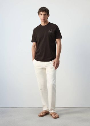 Mango Maglietta misto cotone stampa marrone - Uomo - XXL - MANGO MAN