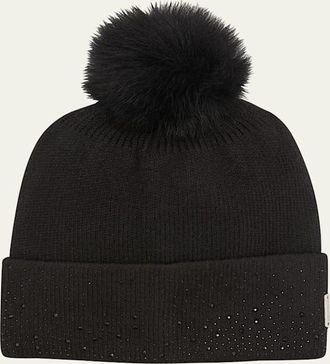 Gorski Embellished Toscana Lamb Pom Knit Beanie