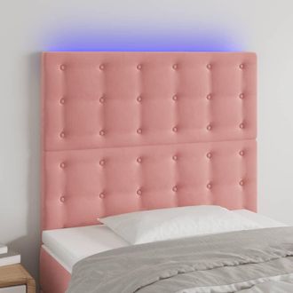vidaXL Cabecero Con Luces Led Terciopelo Rosa 90x5x118/128 Cm Vidaxl