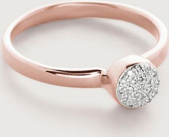 Monica Vinader Rose Gold Fiji Mini Button Stacking Ring Diamond