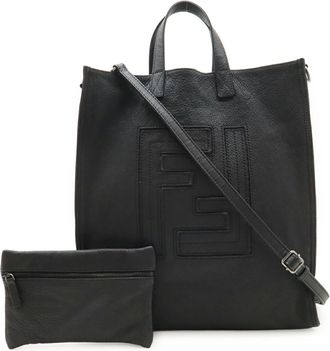 Fendi Black Leather Pouch Shoulder Bag Tote Bag (Pre-Owned)
