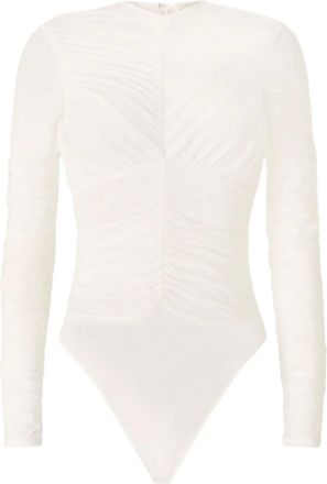 Genny Body a maniche lunghe con ruches - Bianco