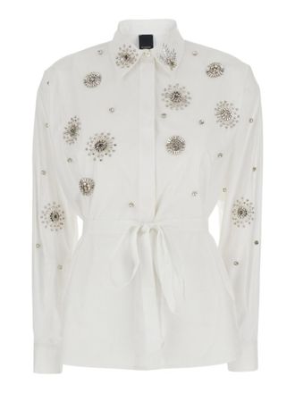 Pinko White Regular Embellished Shirt