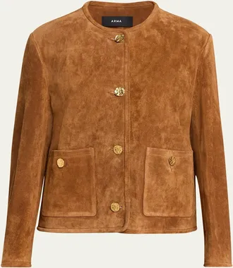Arma Sogno Button-Down Suede Jacket
