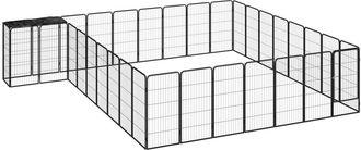 vidaXL Jaula Perros 34 Paneles Acero Recubierto Polvo Negro 50x100 Cm Vidaxl