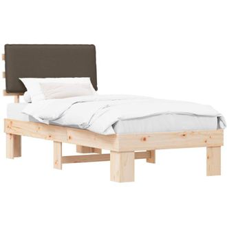 vidaXL Estructura De Cama Con Cabecera Tapizada Taup&eacute; 90 X 190 Cm Vidaxl
