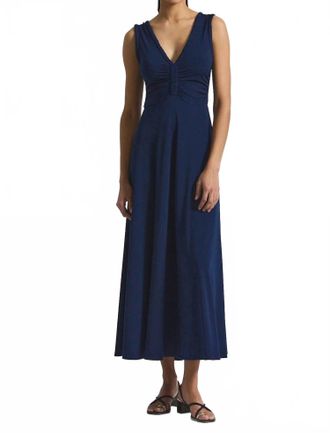 Derek Lam Misha Matte Jersey Ruched Dress In Navy