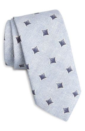 BOSS Geometric Cotton & Wool Tie in Light Blue Pastel/Purple at Nordstrom