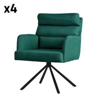 ML Design Sillas de comedor giratorias, set de 4, verde oscuro, de poli&eacute;ster