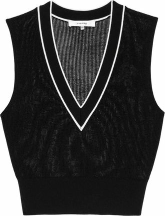 Frame Denim Womens Varsity Vest In Black