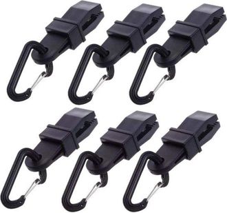 OEM Dailygoods, Clips Para Tiendas De Campa&ntilde;a En Forma De D, Clips Grandes Para Lonas, 6 Piezas, Negro, Dimensiones 80x30x20 Mm