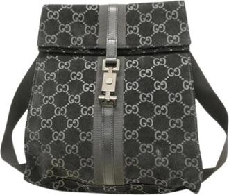 Gucci Pre-owned Cross Body Bags, female, Black, Size: ONE SIZE Pre-owned Suede Cross Body Bag