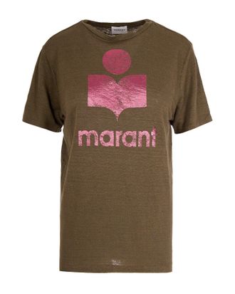 Isabel Marant Metallic Logo Linen T-Shirt