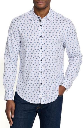 Brooklyn Brigade Whyte Spring Long Sleeve Performance Shirt in White/blue at Nordstrom, Size Xx-Large