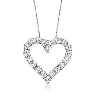 Ross-Simons Diamond Heart Pendant Necklace in 14kt White Gold