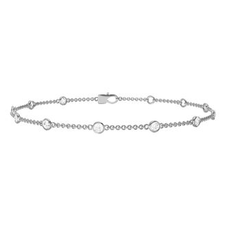 Diamond2Deal 14K Gold 0.25ct Round Lab Grown Diamond Station Bracelet 7