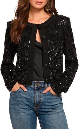 Ramy Brook Anna Sequin Jacket in Black Beaded Mesh at Nordstrom, Size Xx-Large