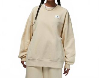 Nike Jordan Womens Flight Fleece Crewneck Top In Beach
