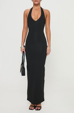 Princess Polly Spicy Halter Maxi Dress in Black at Nordstrom, Size 12