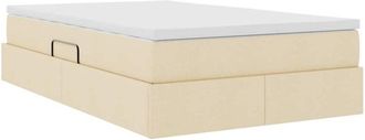 vidaXL Storage Bed with Mattress Cream 120 x 200 cm Polyester vidaXL