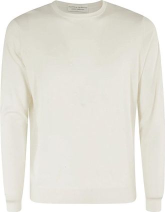 FILIPPO DE LAURENTIIS Katoen Kasjmier Trui met Kraag - Heren - Ronde hals truien - Wit - 2XL - Katoen - Truien & Vesten
