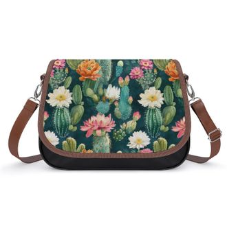 Generic Cacti with Flowers Fashion Womens Crossbody Bags Novelty Handbag Shoulder Bag Purse