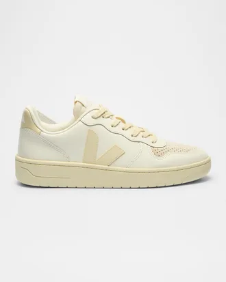 Veja V-10 Bicolor Leather Low-Top Sneakers