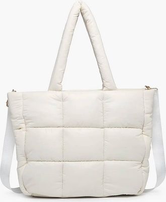 Jen & Co. Womens Kiersten Puffer Hobo Bag With Strap In Off White