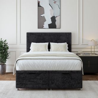 Bedmaster Luxury Velvet Ottoman Divan Base in Black | Size: Super King