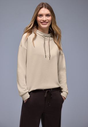 Street One Sweatshirt STREET ONE, Damen, Gr. 36, cotton beige, Sweatware, Obermaterial: 46% Modal, 46% Polyester, 8% Elasthan, unifarben, bequem h&uuml;ftbedeckend, R