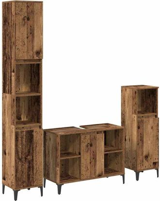 vidaXL vidaXL Set di mobili per il bagno con lo scaffale 3 pcs Legno vecchio